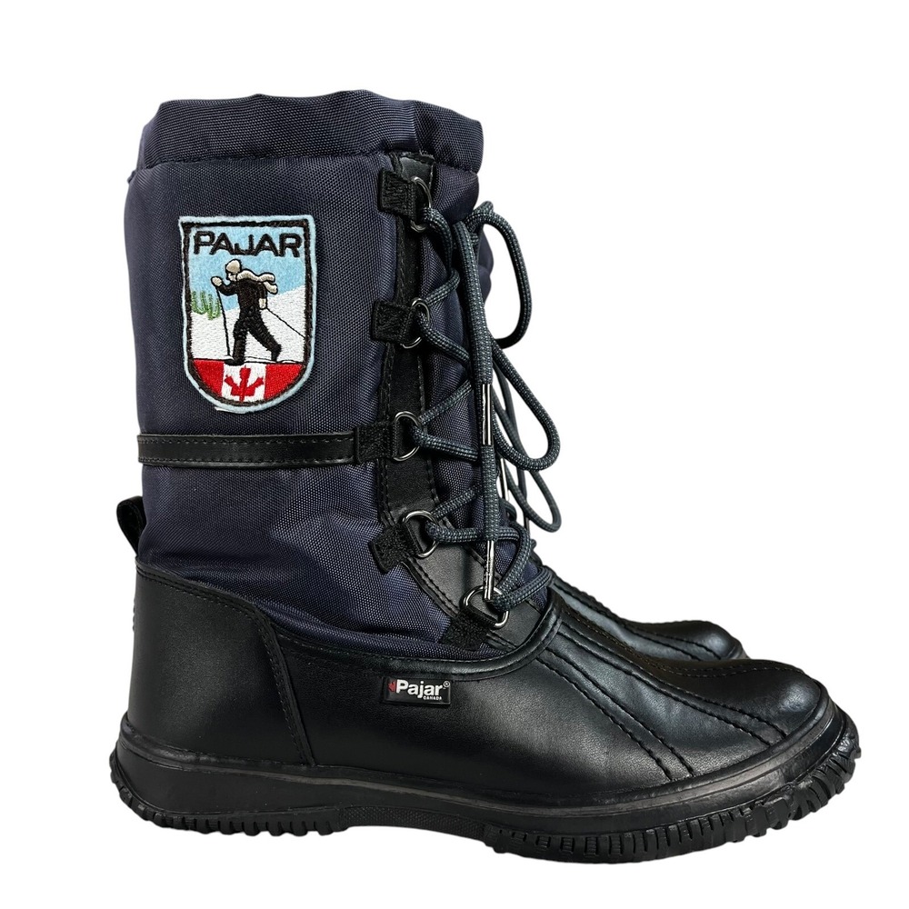 Pajar Black and Navy Lace-Up Winter Ankle Boots